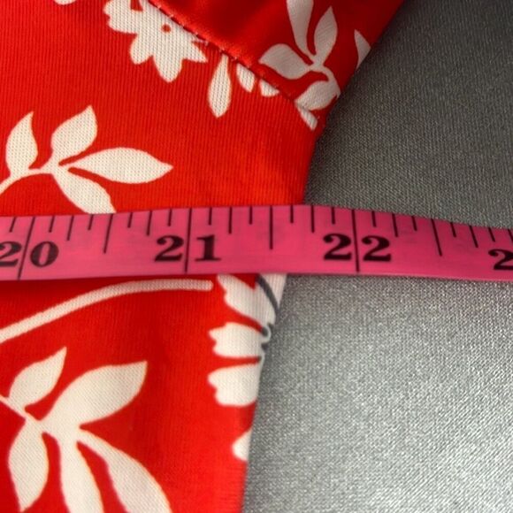 Coeur de Vague 2XL Red White Floral Shift Swing Dress Pockets Stretch NWT - Picture 9 of 10